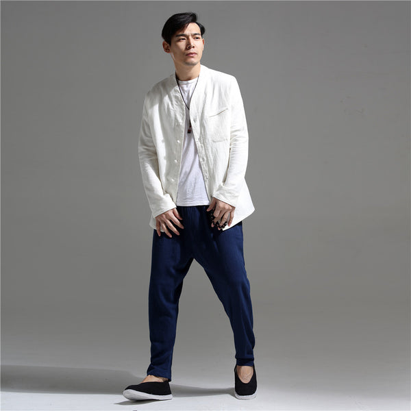 Men Causal Linen and Cotton Jacket