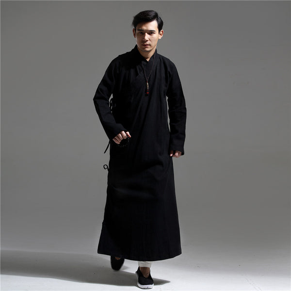 Men Asian Zen Style Long Linen and Cotton Tunics