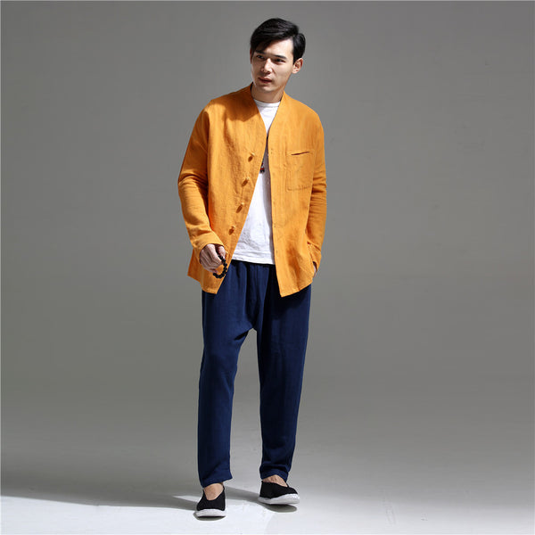 Men Causal Linen and Cotton Jacket