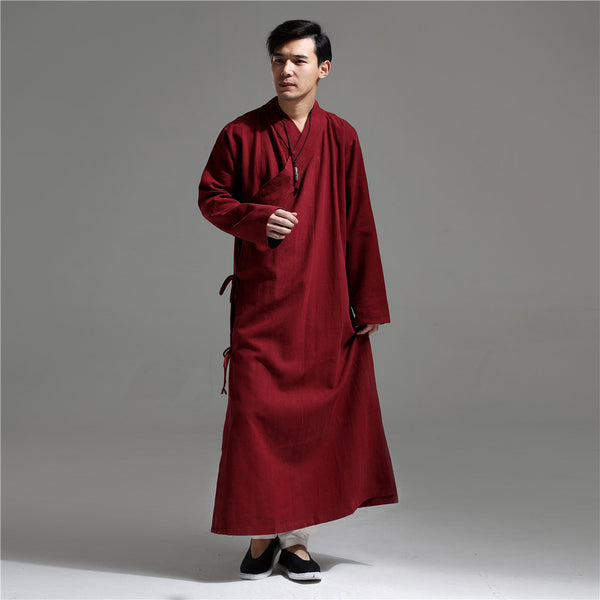Men Asian Zen Style Long Linen and Cotton Tunics