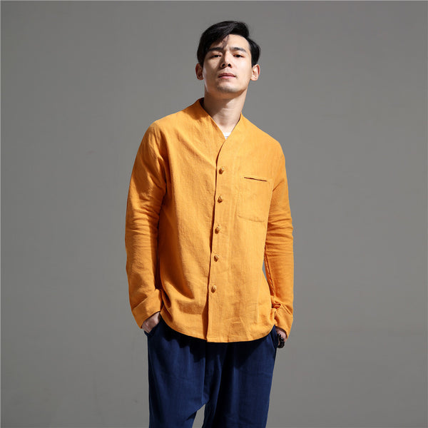 Men Causal Linen and Cotton Jacket