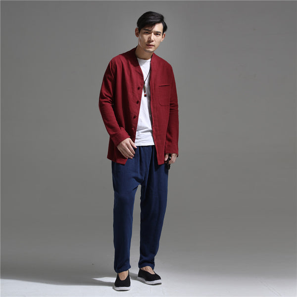 Men Causal Linen and Cotton Jacket