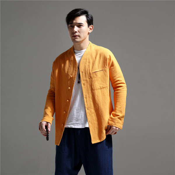Men Causal Linen and Cotton Jacket