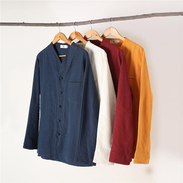 Men Causal Linen and Cotton Jacket