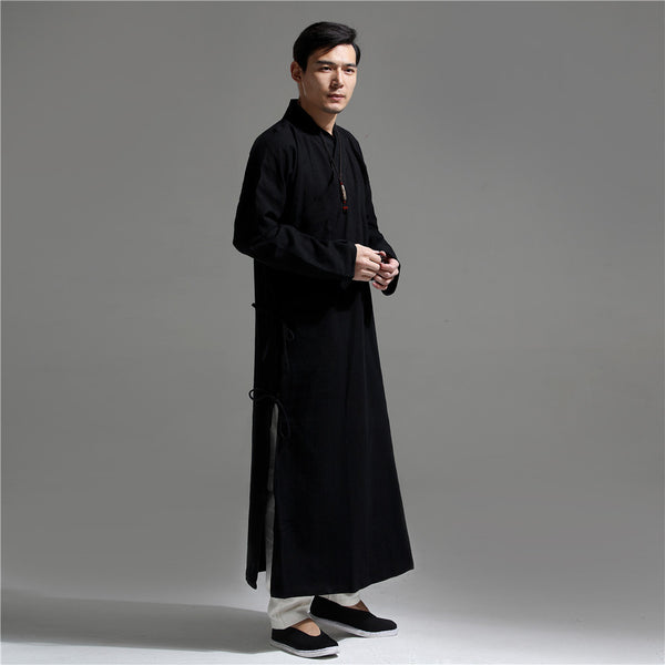 Men Asian Zen Style Long Linen and Cotton Tunics