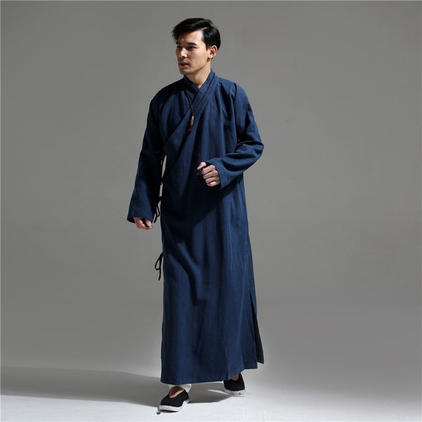 Men Asian Zen Style Long Linen and Cotton Tunics
