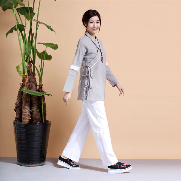Women Chinese Traditional Style Linen and Cotton KungFu TaiChi HanFu Zen Clothes