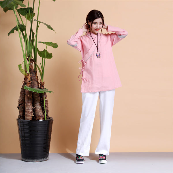 Women Chinese Traditional Style Linen and Cotton KungFu TaiChi HanFu Zen Clothes