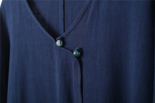 Men Thin Wide Zen Style Linen and Cotton Middle Sleeve Tops