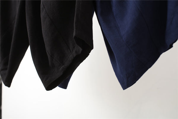 Men Casual Simple Pure Color Cotton and Linen Hanging Crotch Cropped Pants