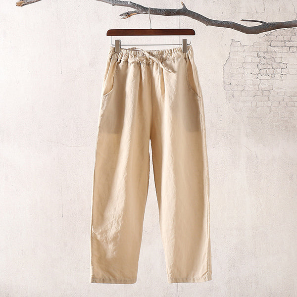 30% Sale!!! Women Simple Casual Light Linen and Cotton Cropped Pant (Capri)