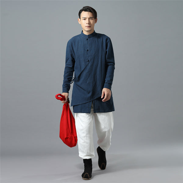 Men Modern Hangfu Kungfu Zen Style Linen and Cotton Tunics