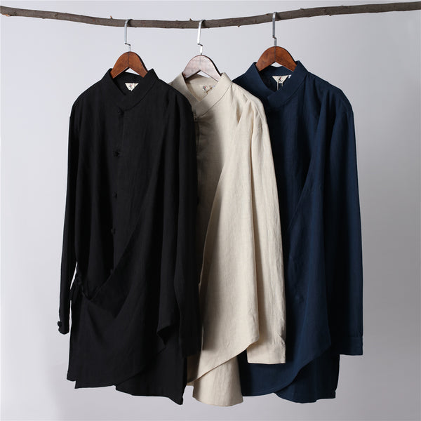 Men Modern Hangfu Kungfu Zen Style Linen and Cotton Tunics