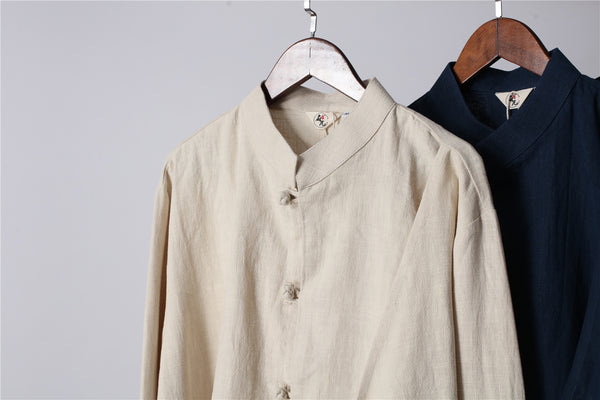 Men Modern Hangfu Kungfu Zen Style Linen and Cotton Tunics