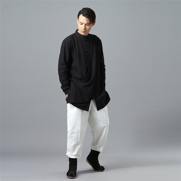 Men Modern Hangfu Kungfu Zen Style Linen and Cotton Tunics