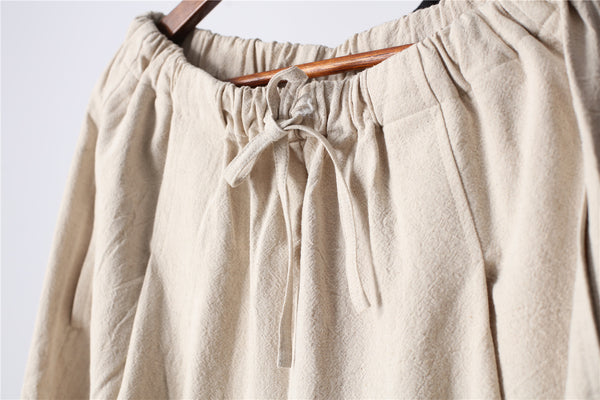 Men Loose Causal Pure Color Cotton and Linen Men Hanging Crotch Pants