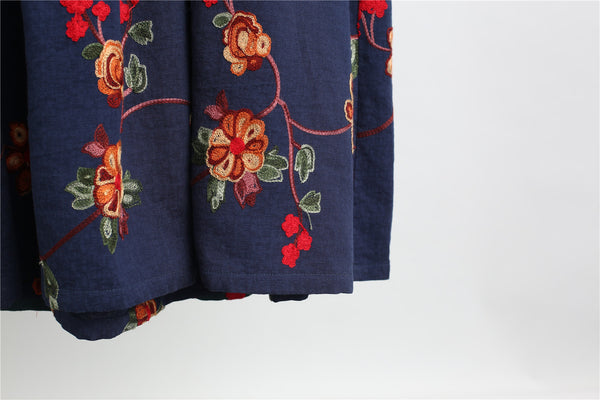 Women cotton and linen dress – Retro Loose Causal Ankle Lenght Dress