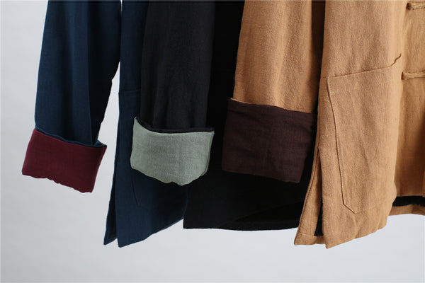 Women Chinese Style Linen and Cotton Short Jacket (inner with velvet)