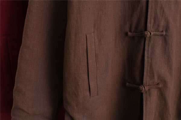 Women Simple Pure Color Double-sided Linen and Cotton Coat Hoodie