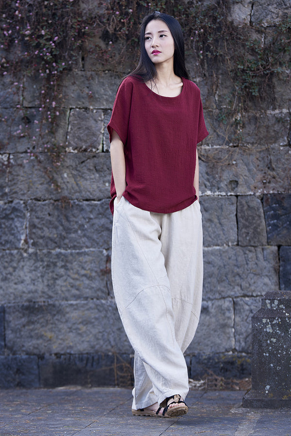 Women Lantern Leisure Linen and cotton Pants