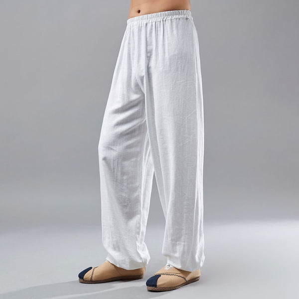 Men Loose Tai Chi Zen Linen and Cotton KungFu Pants