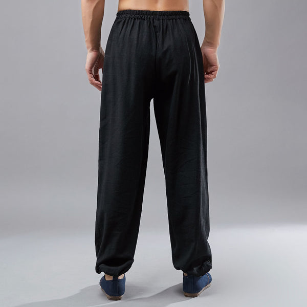 Men Loose Tai Chi Zen Linen and Cotton KungFu Pants