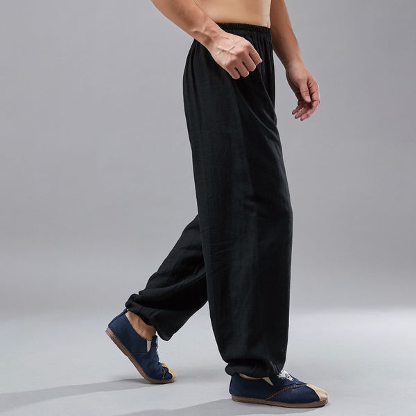 Men Loose Tai Chi Zen Linen and Cotton KungFu Pants
