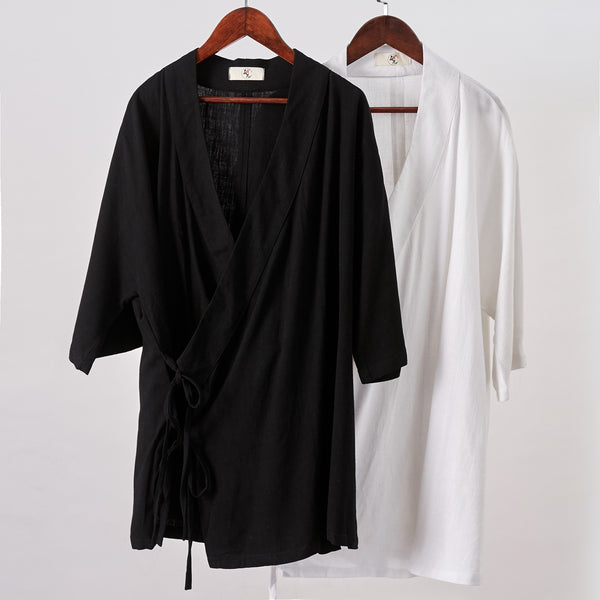 Men Tai Chi Style Hangfu Kungfu Zen Style Short Sleeve Linen and Cotton Tops