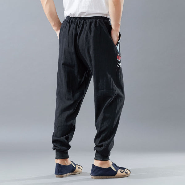 Men Asian Style Men Linen and Cotton KungFu Pants