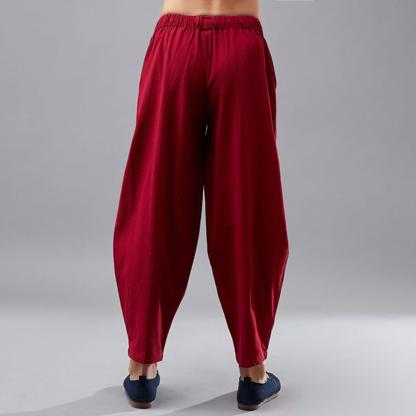 Men New Style Linen and Cotton Crotch KungFu Pants