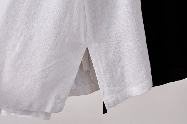 Men Tai Chi Style Hangfu Kungfu Zen Style Short Sleeve Linen and Cotton Tops