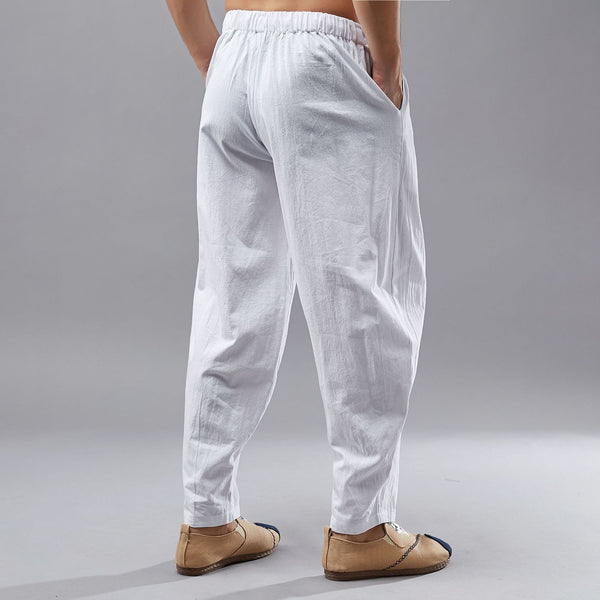 Men New Style Linen and Cotton Crotch KungFu Pants