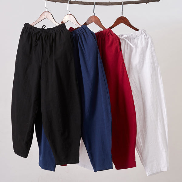 Men New Style Linen and Cotton Crotch KungFu Pants