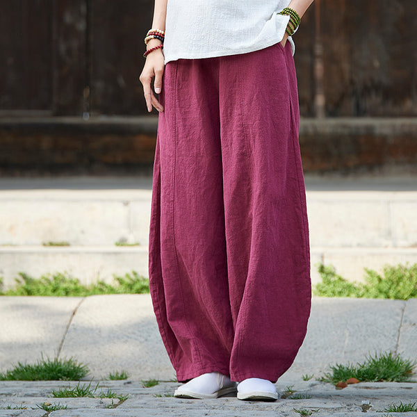 Women Retro Style Women Linen Lantern Pants