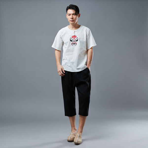 Men Causal Style Linen and Cotton Capri Pants