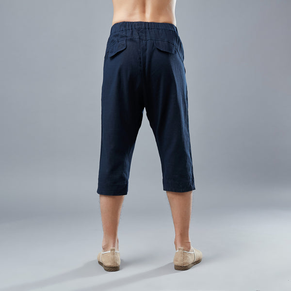 Men Causal Style Linen and Cotton Capri Pants