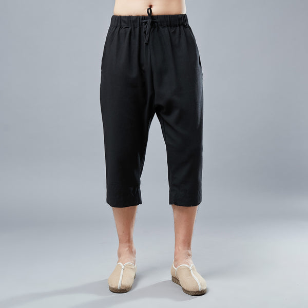 Men Causal Style Linen and Cotton Capri Pants