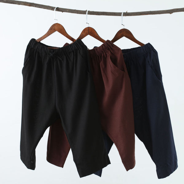 Men Causal Style Linen and Cotton Capri Pants