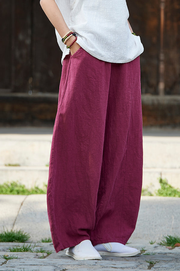 Women Retro Style Women Linen Lantern Pants
