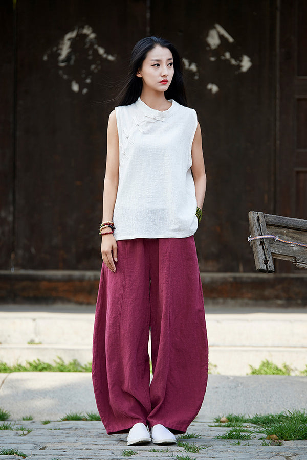 Women Retro Style Women Linen Lantern Pants