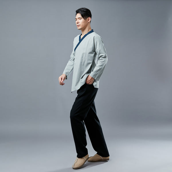 Men Zen TaiChi Hangfu Kungfu Style Linen and Cotton Top