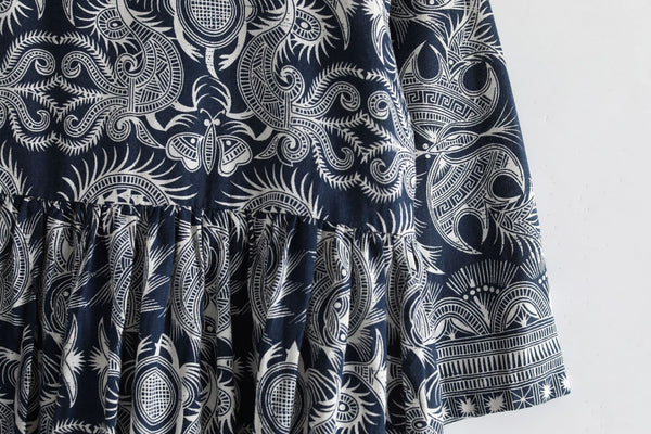 Women Ethnic Hanfu Dress Linen and Cotton Ankle Length Dress