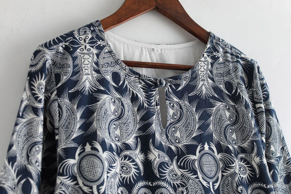 Women Ethnic Hanfu Dress Linen and Cotton Ankle Length Dress