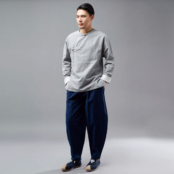 Men Hangfu KungFu Style Linen and Cotton Tops