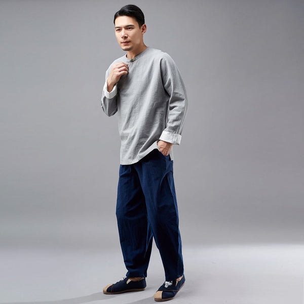 Men Hangfu KungFu Style Linen and Cotton Tops
