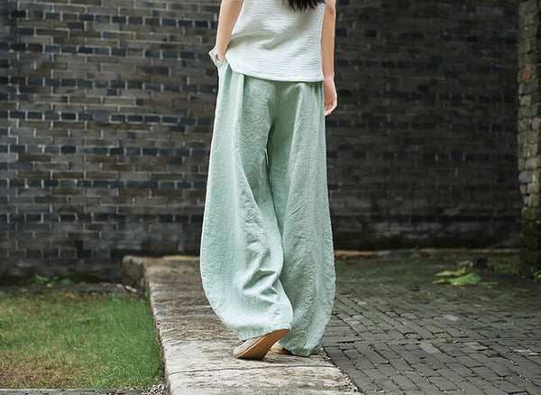 Women Retro Style Women Linen and Cotton Lantern Pants