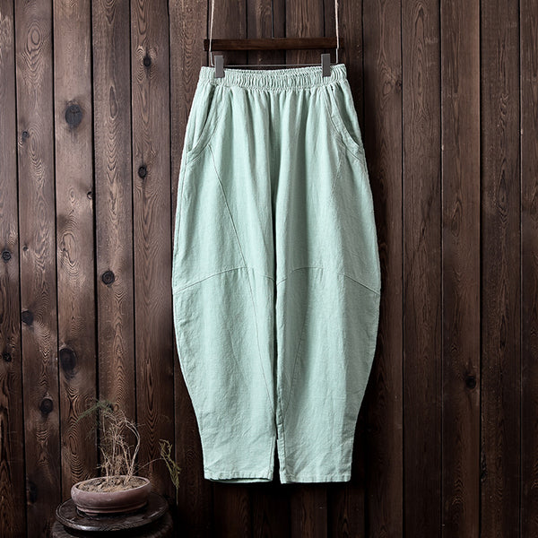 Women Loose Lantern Leisure Linen and Cotton Pants