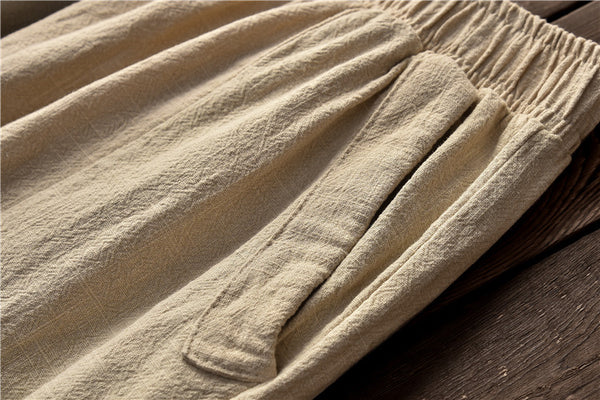 Women Retro Style Water-washed Linen and Cotton Lantern Pants