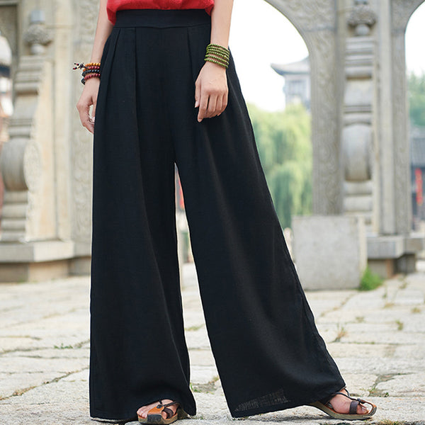 Women Lantern Palazzo Style Women Linen and Cotton Wide Leg Yoga Trousers
