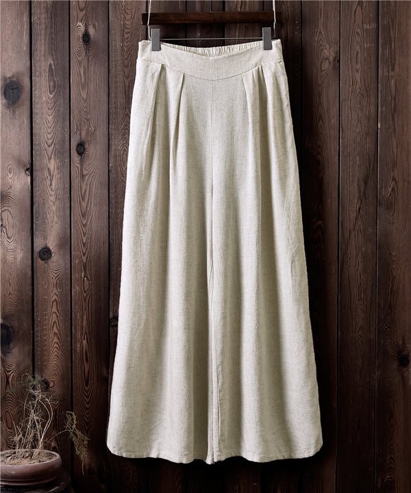 Women Lantern Palazzo Style Women Linen and Cotton Wide Leg Yoga Trousers